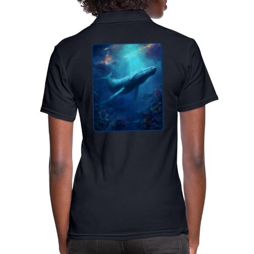 Humpback Whale Ocean Reef Design - Women's Pique Polo Shirt