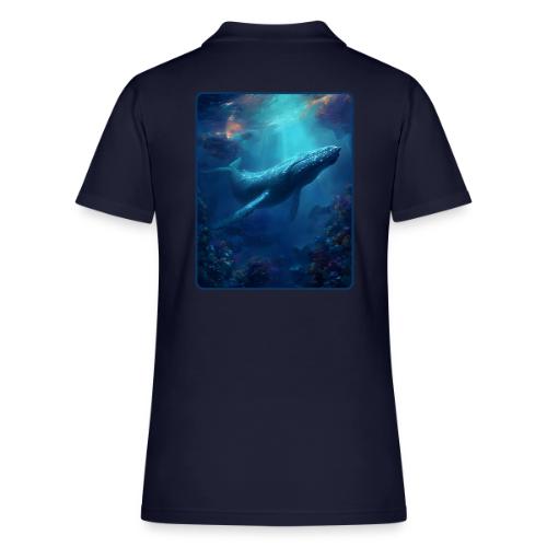 Humpback Whale Ocean Reef Design - Women's Pique Polo Shirt
