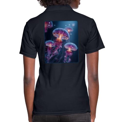 Glowing Jellyfish Deep Sea Design - Women's Pique Polo Shirt