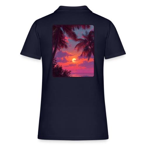 Tropical Sunset Palm Silhouette Design - Women's Pique Polo Shirt