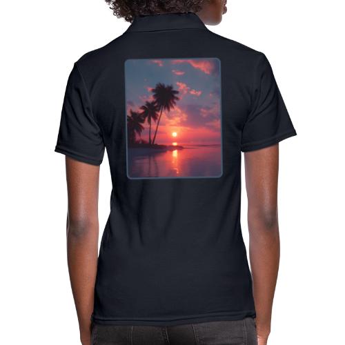 Tropical Sunset Ocean Reflection Design - Women's Pique Polo Shirt