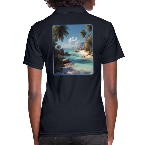 Tropical Island Paradise Ocean Design - Women's Pique Polo Shirt