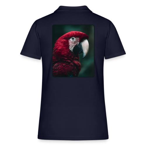 Red Green Macaw Bird Portrait Design - Women's Pique Polo Shirt