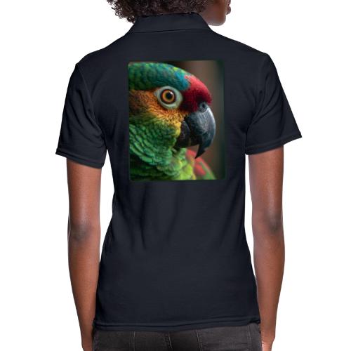 Colorful Parrot Close-Up Design - Women's Pique Polo Shirt