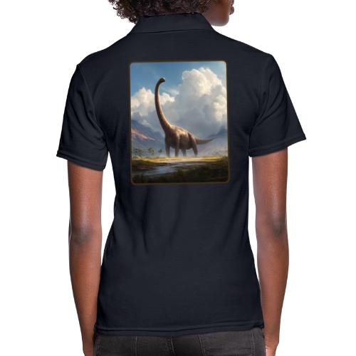 Brachiosaurus Valley Landscape Design - Women's Pique Polo Shirt