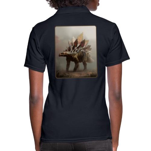 Stegosaurus Misty Forest Design - Women's Pique Polo Shirt