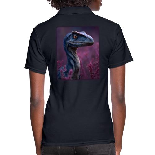 Blue Velociraptor Portrait Design - Women's Pique Polo Shirt