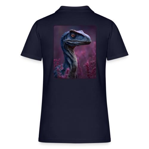Blue Velociraptor Portrait Design - Women's Pique Polo Shirt