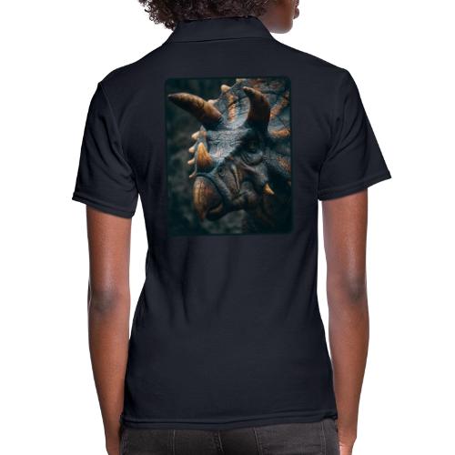 Triceratops Detailed Portrait Design - Women's Pique Polo Shirt