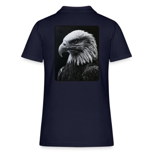 Black White Bald Eagle Design - Women's Pique Polo Shirt