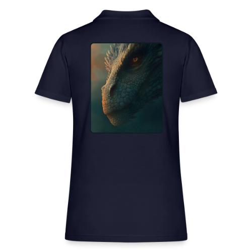 Golden Eye Dragon Close-Up Design - Women's Pique Polo Shirt