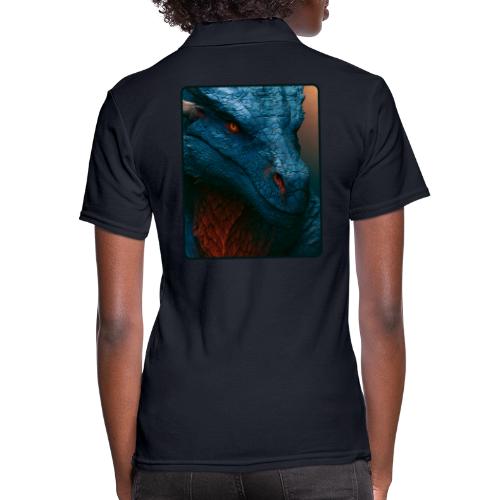 Turquoise Dragon Fire Eye Design - Women's Pique Polo Shirt