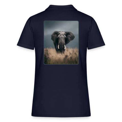 Majestic African Elephant Portrait Design - Women's Pique Polo Shirt