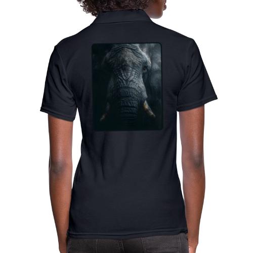 Shadow Elephant Intense Eyes Design - Women's Pique Polo Shirt