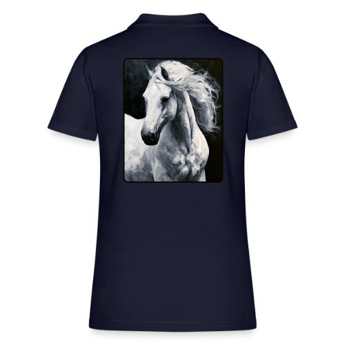 White Horse Oil Painting Design - Women's Pique Polo Shirt