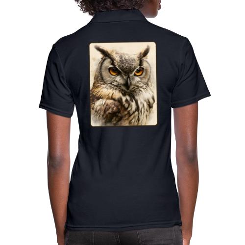 Great Horned Owl Watercolor Design - Women's Pique Polo Shirt