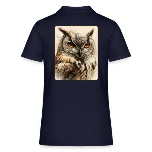 Great Horned Owl Watercolor Design - Women's Pique Polo Shirt