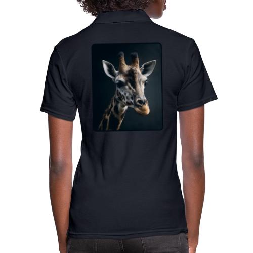 Majestic Giraffe Artistic Portrait Design - Women's Pique Polo Shirt