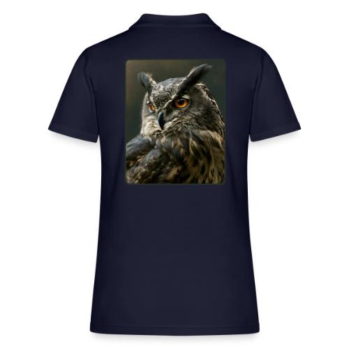 Eurasian Eagle Owl Portrait Design - Women's Pique Polo Shirt