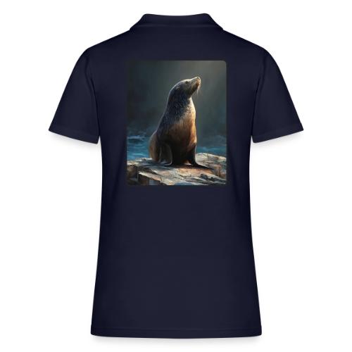 Fur Seal Artistic Shore Portrait Design - Women's Pique Polo Shirt