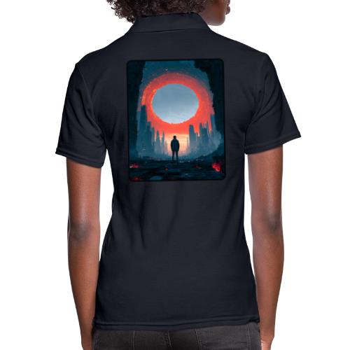 Cosmic Portal Future City Design - Women's Pique Polo Shirt