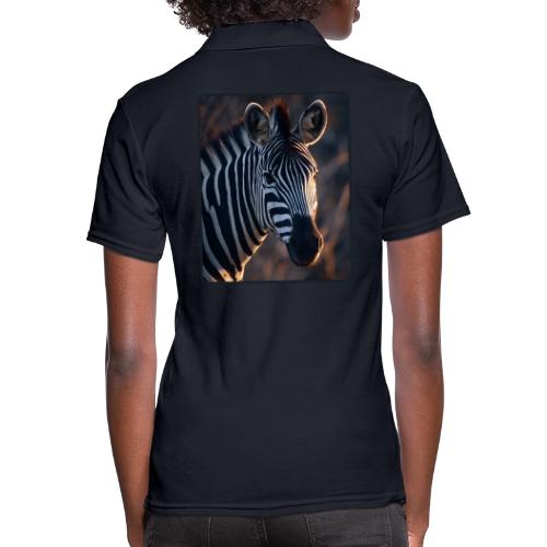 Majestic Zebra Sunset Portrait Design - Women's Pique Polo Shirt
