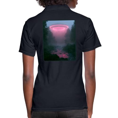 Neon UFO Forest River Design - Women's Pique Polo Shirt