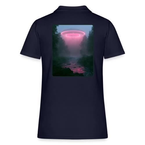 Neon UFO Forest River Design - Women's Pique Polo Shirt