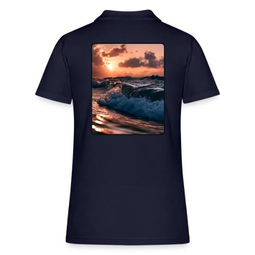 Golden Sunset Ocean Wave - Women's Pique Polo Shirt