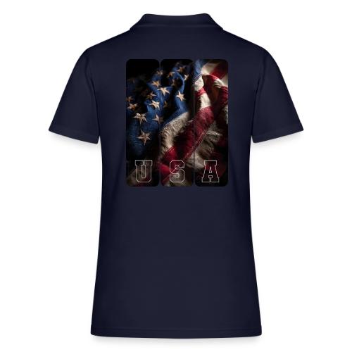 USA: Worn Stars and Stripes - Women's Pique Polo Shirt
