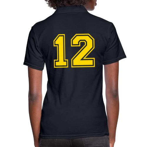 Number 12 in a classic athletic collegiate font - Women's Pique Polo Shirt
