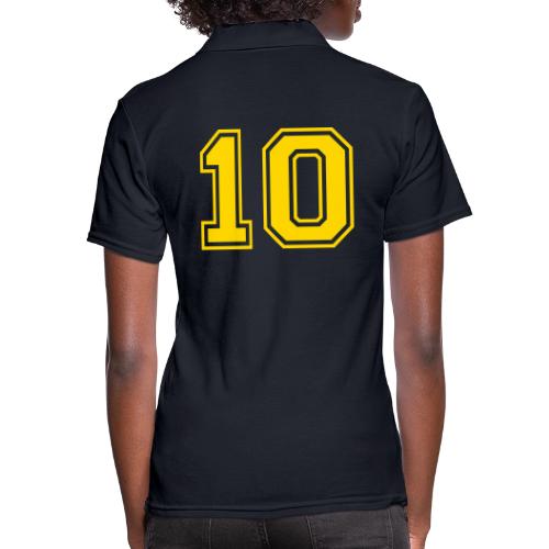 Number 10 in a classic athletic collegiate font - Women's Pique Polo Shirt