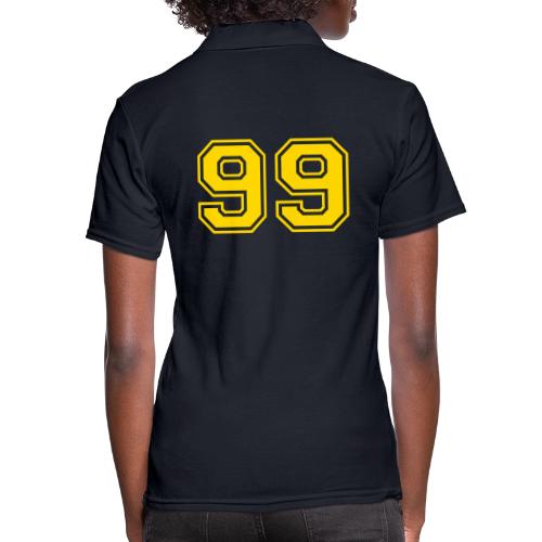 Number 99 in a classic athletic collegiate font - Women's Pique Polo Shirt