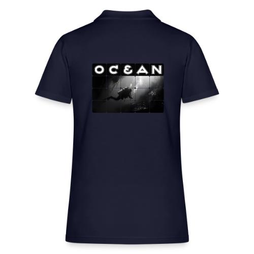 Ocean: Monochrome descent of a scuba diver - Women's Pique Polo Shirt