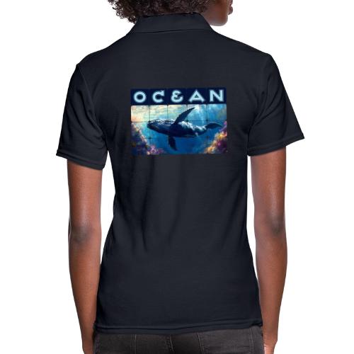 Ocean: Majestic Deep - Women's Pique Polo Shirt