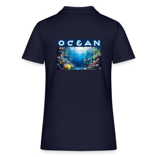 Ocean: Neon Reef Glow - Women's Pique Polo Shirt