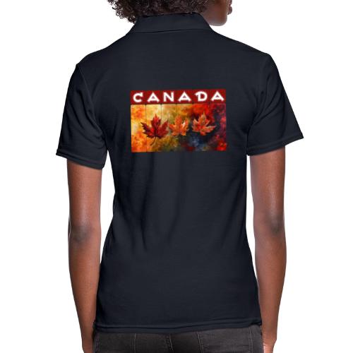 Painted Canada Leaves - Women's Pique Polo Shirt