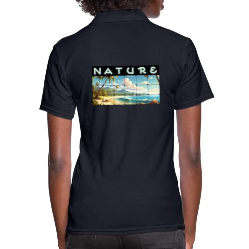 Nature: Sun-Kissed Shore - Women's Pique Polo Shirt