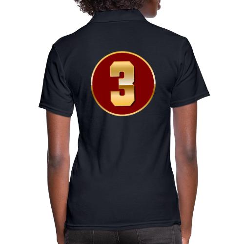 Number 3 in Gold Varsity Font - Women's Pique Polo Shirt