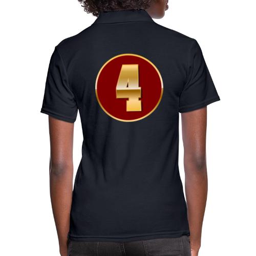 Number 4 in Gold Varsity Font - Women's Pique Polo Shirt