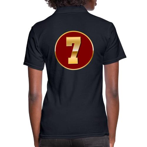 Number 7 in Gold Varsity Font - Women's Pique Polo Shirt