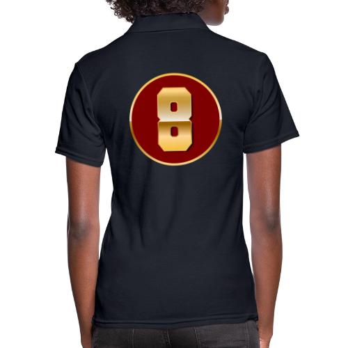 Number 8 in Gold Varsity Font - Women's Pique Polo Shirt