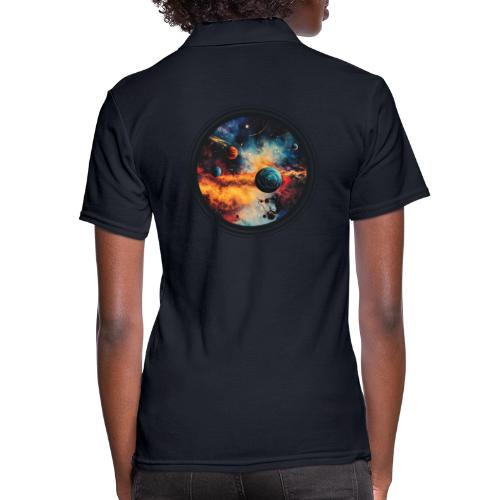 Cosmic Brush Planets - Women's Pique Polo Shirt