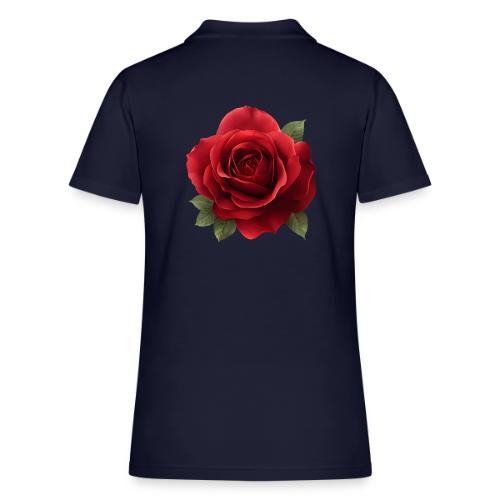 Rose: Crimson Bloom Elegance - Women's Pique Polo Shirt