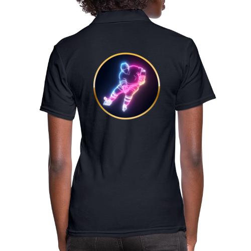 Hockey: Neon Ice Striker - Women's Pique Polo Shirt