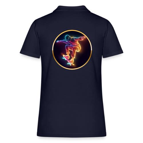 Skateboarding: Midnight Neon Skater - Women's Pique Polo Shirt