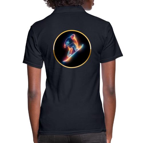 Golden Neon Snowboard - Women's Pique Polo Shirt