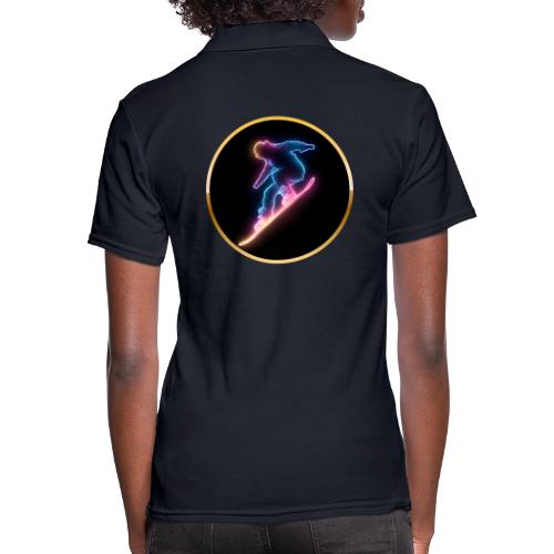 Snowboarding: Neon Snow Drift - Women's Pique Polo Shirt