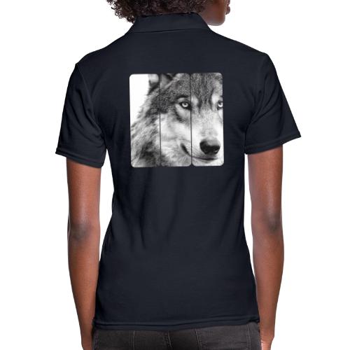 Wolf Face Triptych: Silent Alpha - Women's Pique Polo Shirt