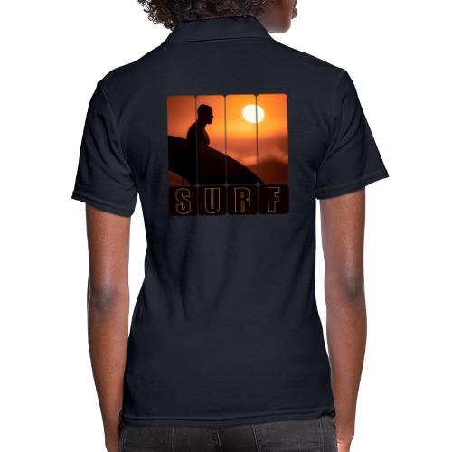 Surfing: Sunset Surf Panels - Women's Pique Polo Shirt